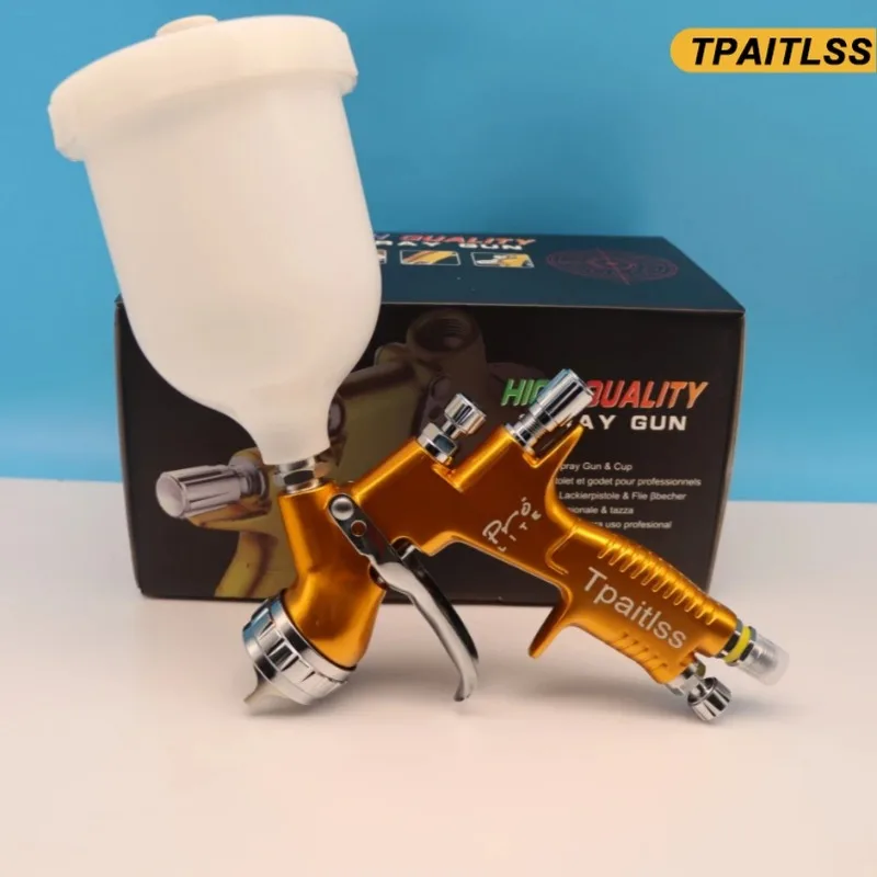 

Tpaitlss Gold TE20/T110 GT Pro Spray Gun Painting Gun 1.3mm/1.8mm Nozzle with 600ml Mixing Cup for Water Based Air Gun Airbrush