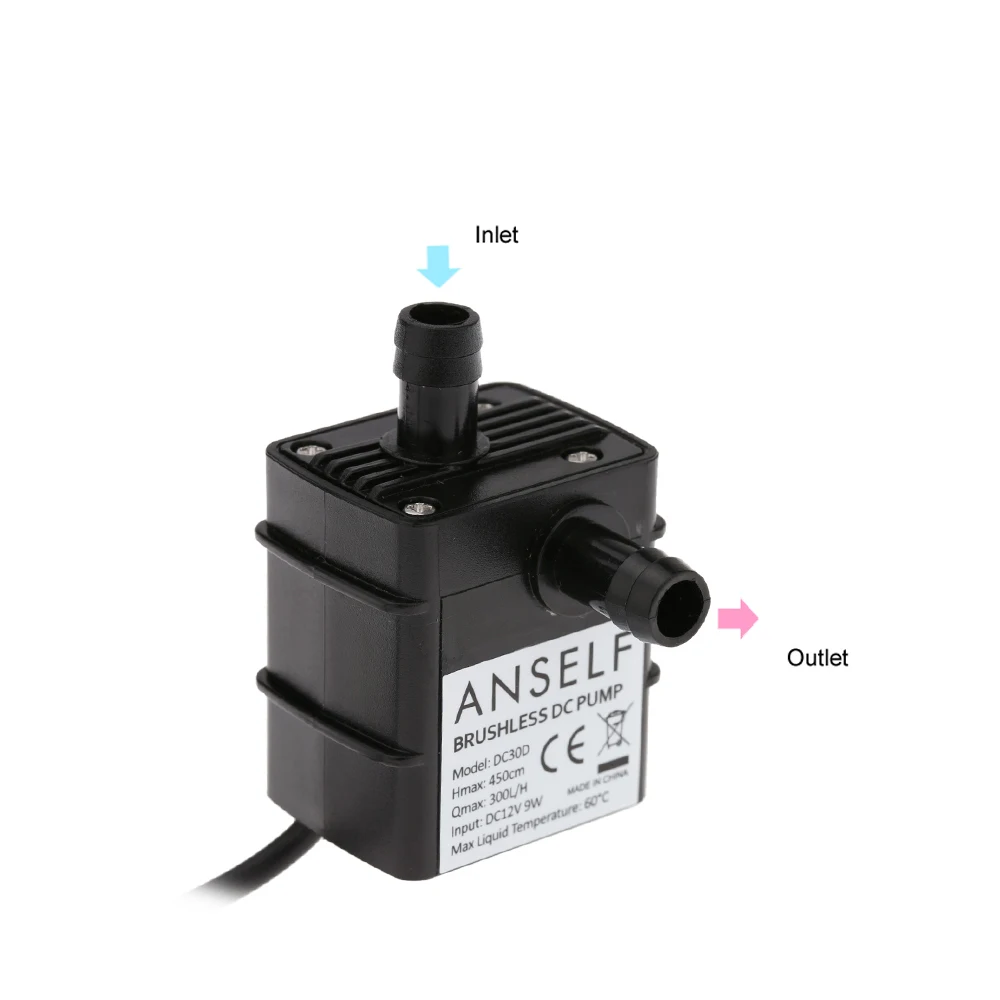 فائقة الهدوء صغيرة DC12V 9 واط مايكرو فرش مضخة زيت المياه نافورة غاطسة مقاوم للماء حوض السمك تعميم 300L/H رفع 450 سنتيمتر