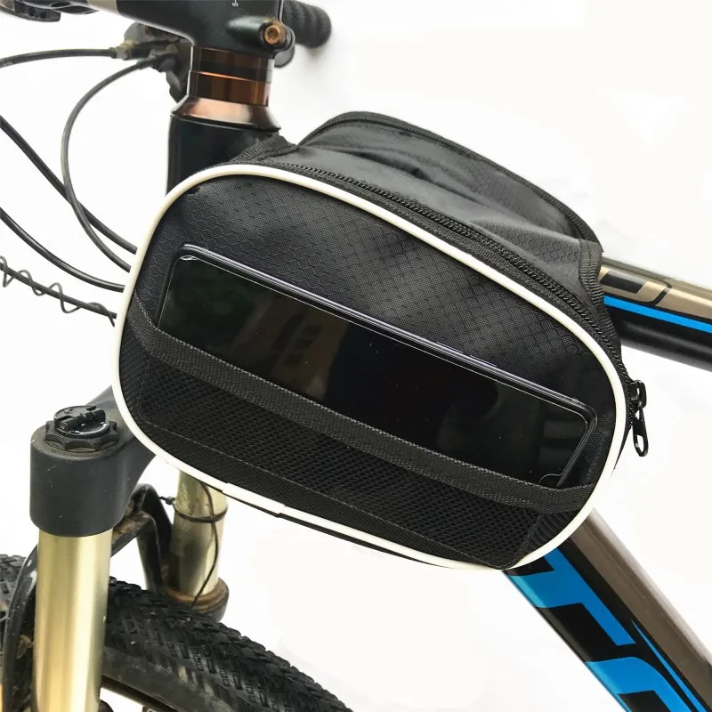 Fahrradrahmentasche 600D Oxford Wasserdichte Fahrrad-Oberrohrtasche Doppelte Reißverschlusstaschen Reflektierende Fahrradaufbewahrung MTB Rennrad Zubehör