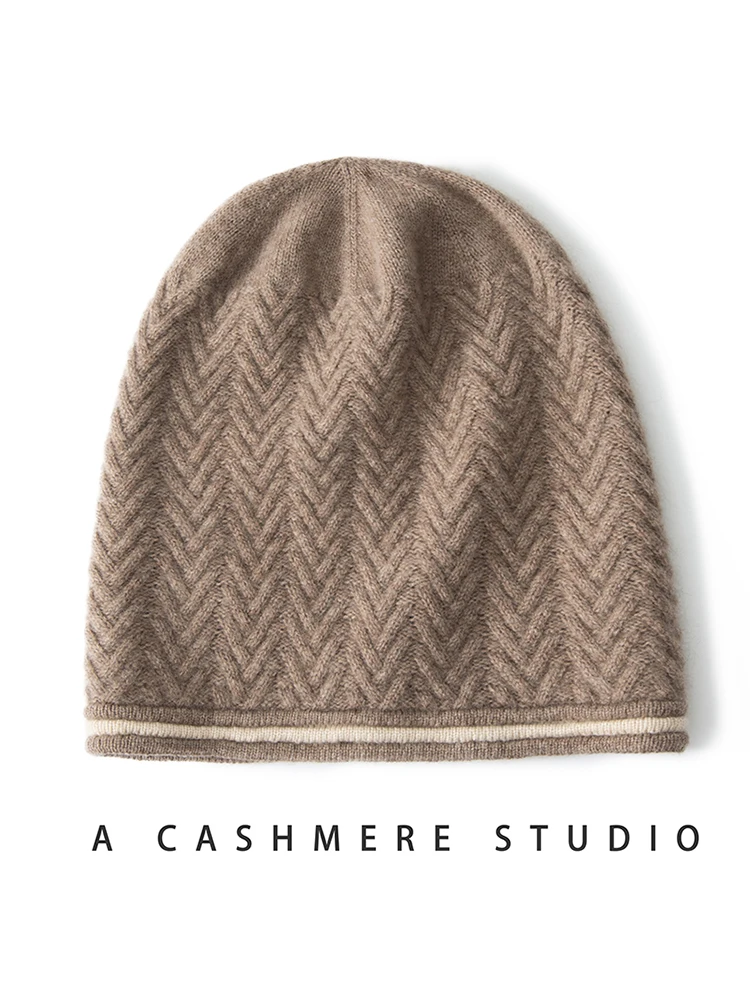 MERRILAMB High Quality Adult Winter Outdoor Warm Cap New Causal Knitted Jacquard Hem Skullies Beanies Soft Cashmere Women Hat