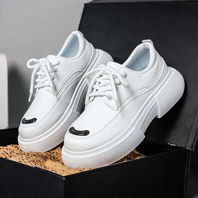 

2025 Autumn & Winter New Men's Platform Elevator British-Style Fashion Leather Shoes - Lightweight, Versatile Casual Plain Shoes