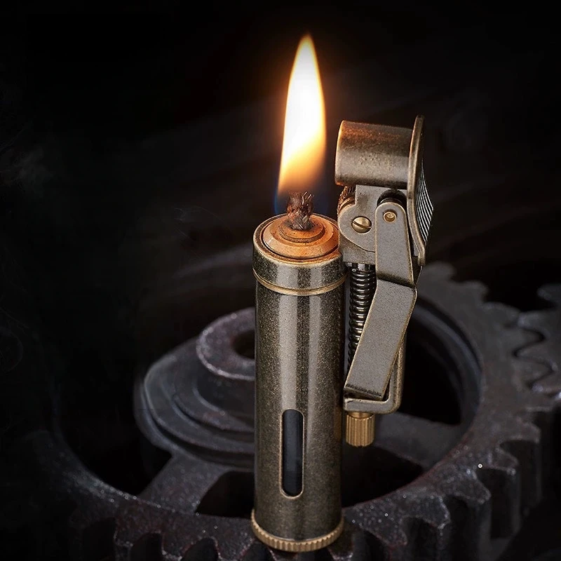 Advanced Pure Copper Grinding Wheel Lighter Retro Windproof One Key Ignition Outdoor Lighter Cigarette Accessories Men's Gift