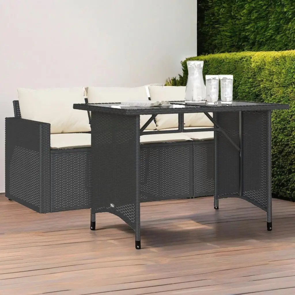 Stylish 2-Piece Patio Dining Set with Cushions in Black Poly Rattan - Perfect for Outdoor Relaxation