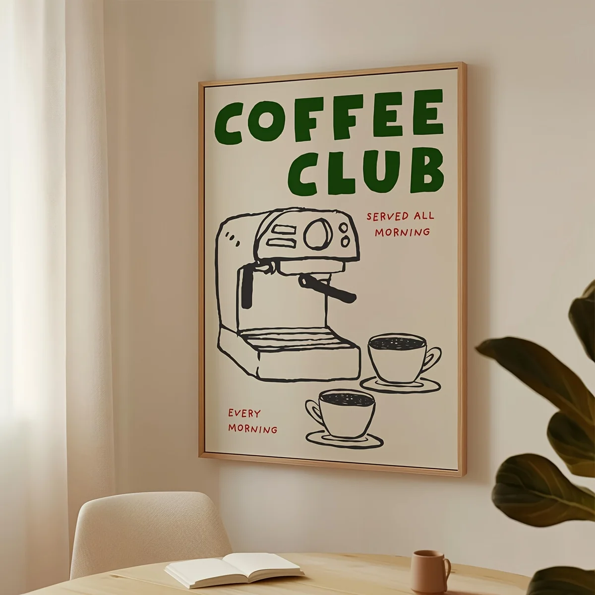 1 Stück Vintage Coffee Club Leinwand-Wandkunstdruck, ungerahmtes Küchen-Kaffeetassen-Poster für Zuhause, Büro, Wohnzimmer, Restaurant-Dekoration
