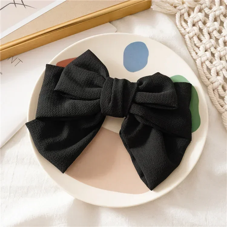 New Ribbon Bow Hair Pins for Women Girls Large Cloth Art Bowknot Spring Clip Headpiece Fashion Jewelry Korean Hair Accessories