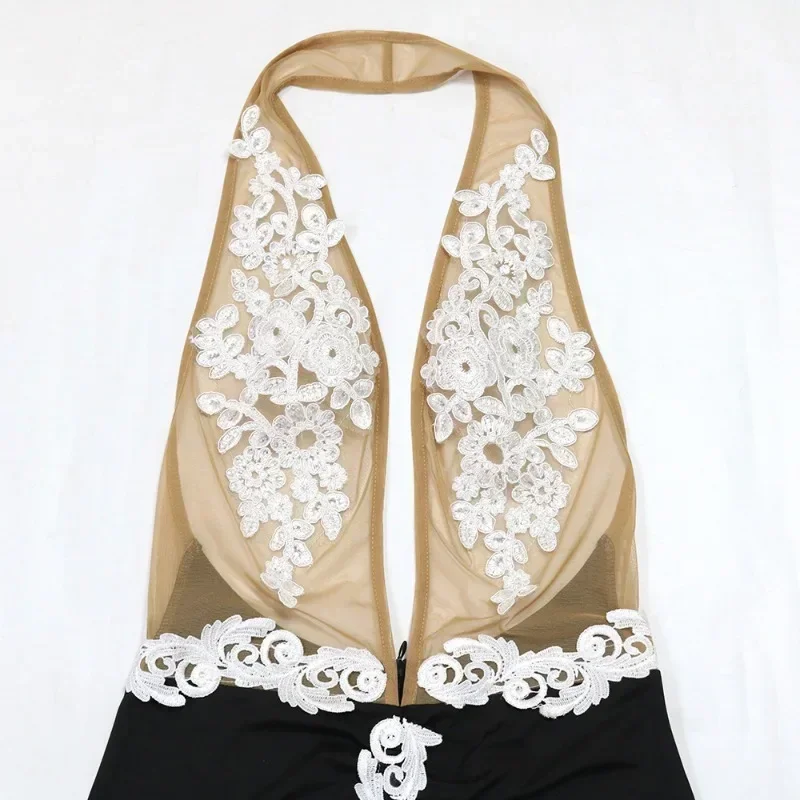 GUWU Women Sleeveless Deep V Neck Lace Embroidery Mini Dress Summer Streetwear Hollow Out Sheer Evening Sexy Night Party Dresses