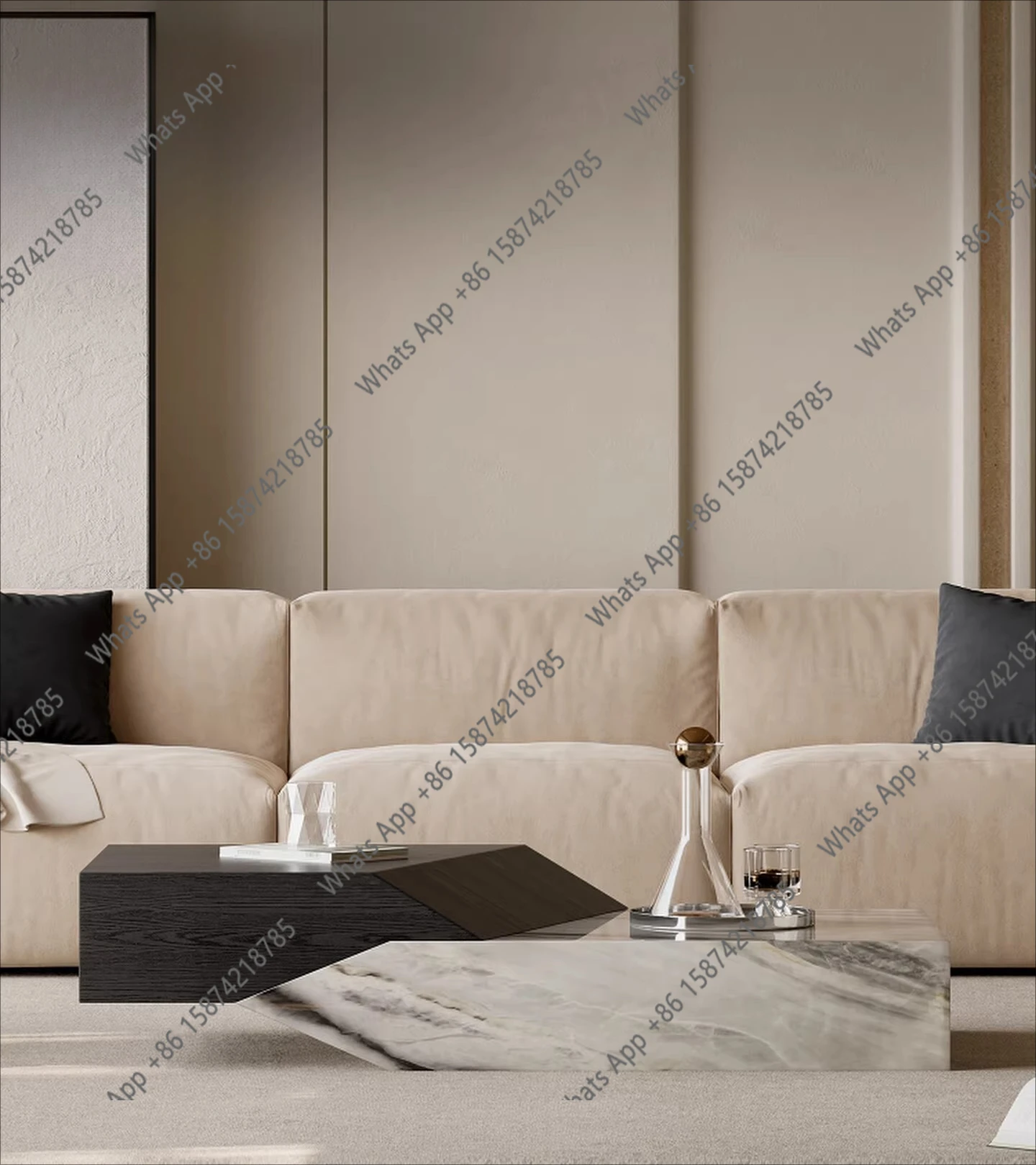 

Итальянский современный простой мраморный журнальный столик, легкий люкс, высококачественный, для гостиной, необычной формы, художественный журнальный столик.