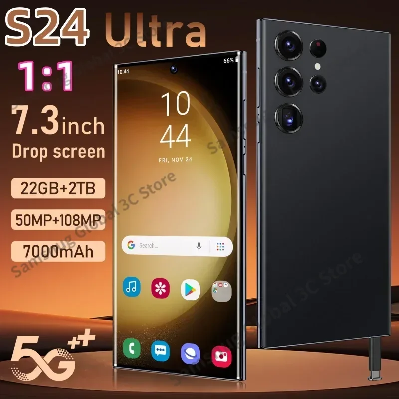 

Original S24 Ultra Mobile Phones 7.3 HD Screen SmartPhone 22GB+2TB 4G 5G Dual Sim Celulares Android Unlocked 7000mAh S25 Ultra