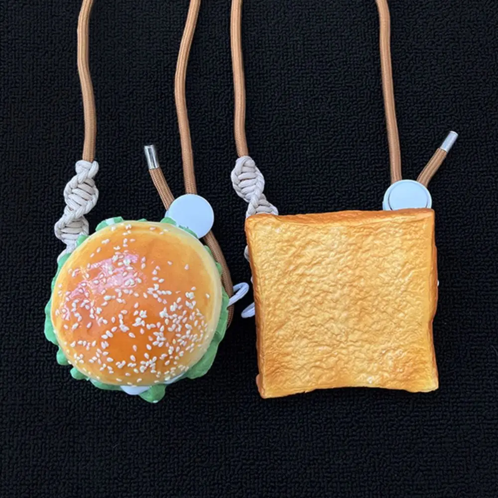 Simulated Plush Phone Back Clip Hamburger Cheese Plush Doll Phone Back Clip Anti Loss Safety Phone Back Clip Strap Girls Gift