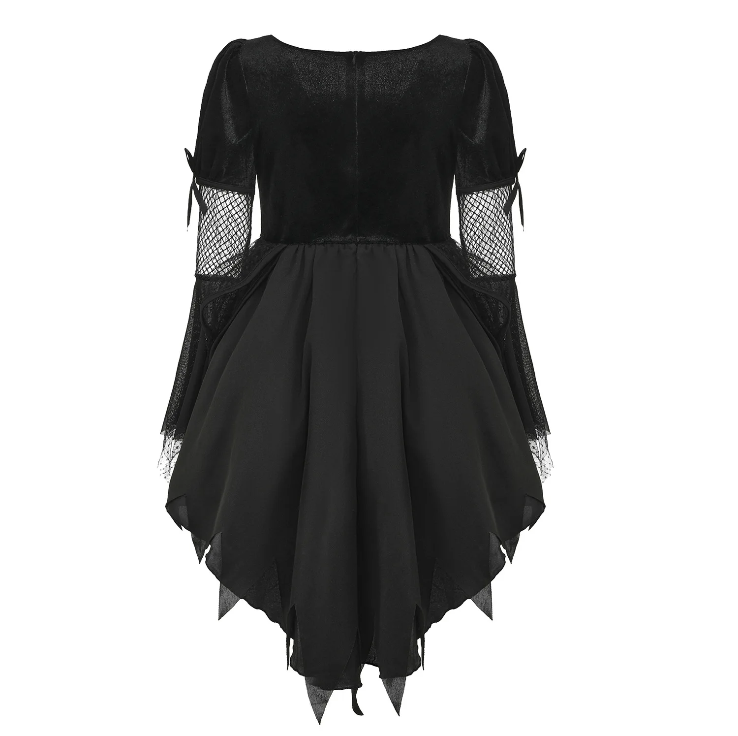 Déguisement Diablesse Gothique Noire à Cornes – Robe Manches Évasées – photo 12