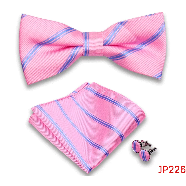 Klassische Herren Fliege Taschentuch Manschettenknöpfe Set Jacquard Fliege für Mann Hochzeit Business Schmetterling Knoten Geschenk Mann Zubehör – Detail 28