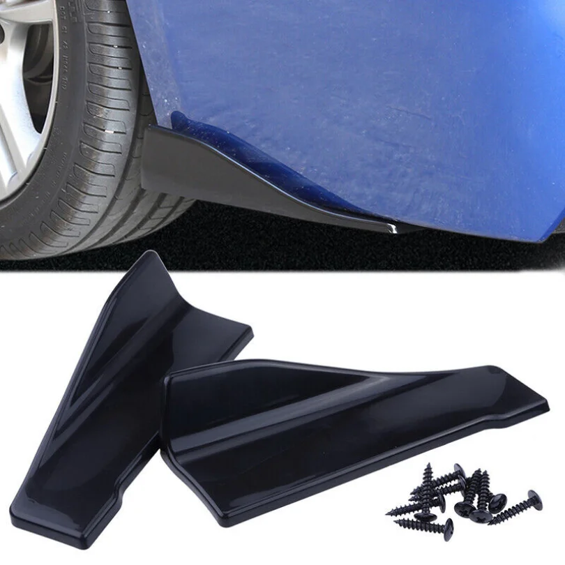 Universal Black Skirt Spoiler Rear Lip Extension Rocker Splitters Winglet Wings 1PC