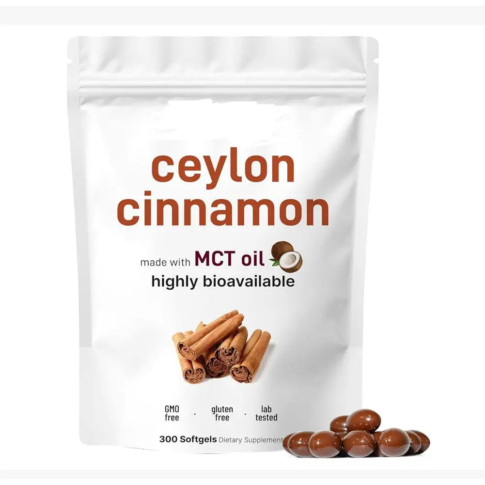 300PCS Ceylon Cinnamon Softgels Supports Balanced Nutrition Premium Ceylon Cinnamon And MCT Oil Blend