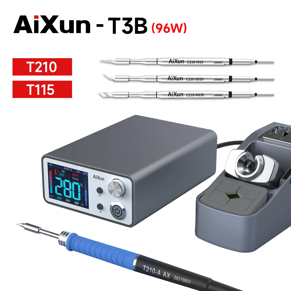 

AiXun T3B Soldering Station with T210 T115 Handle Welding Solder Iron Tips Repair Tools Electronic Rework Station