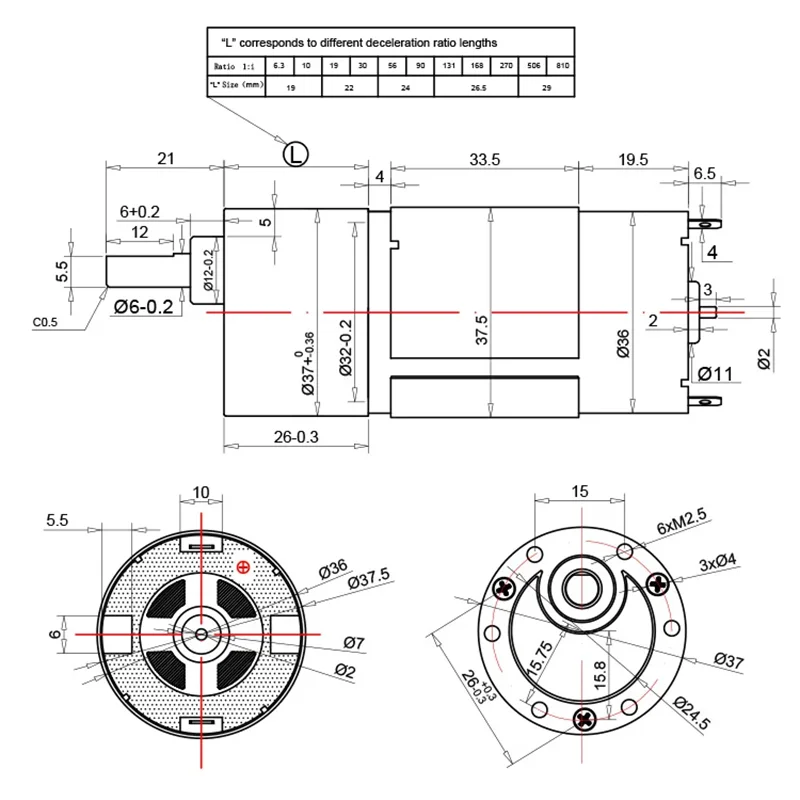 70kgf.cm 6-800 rpm motore di riduzione cc in miniatura 12 v24v famoso motore JGB37-555 a bassa velocità piccolo grande coppia