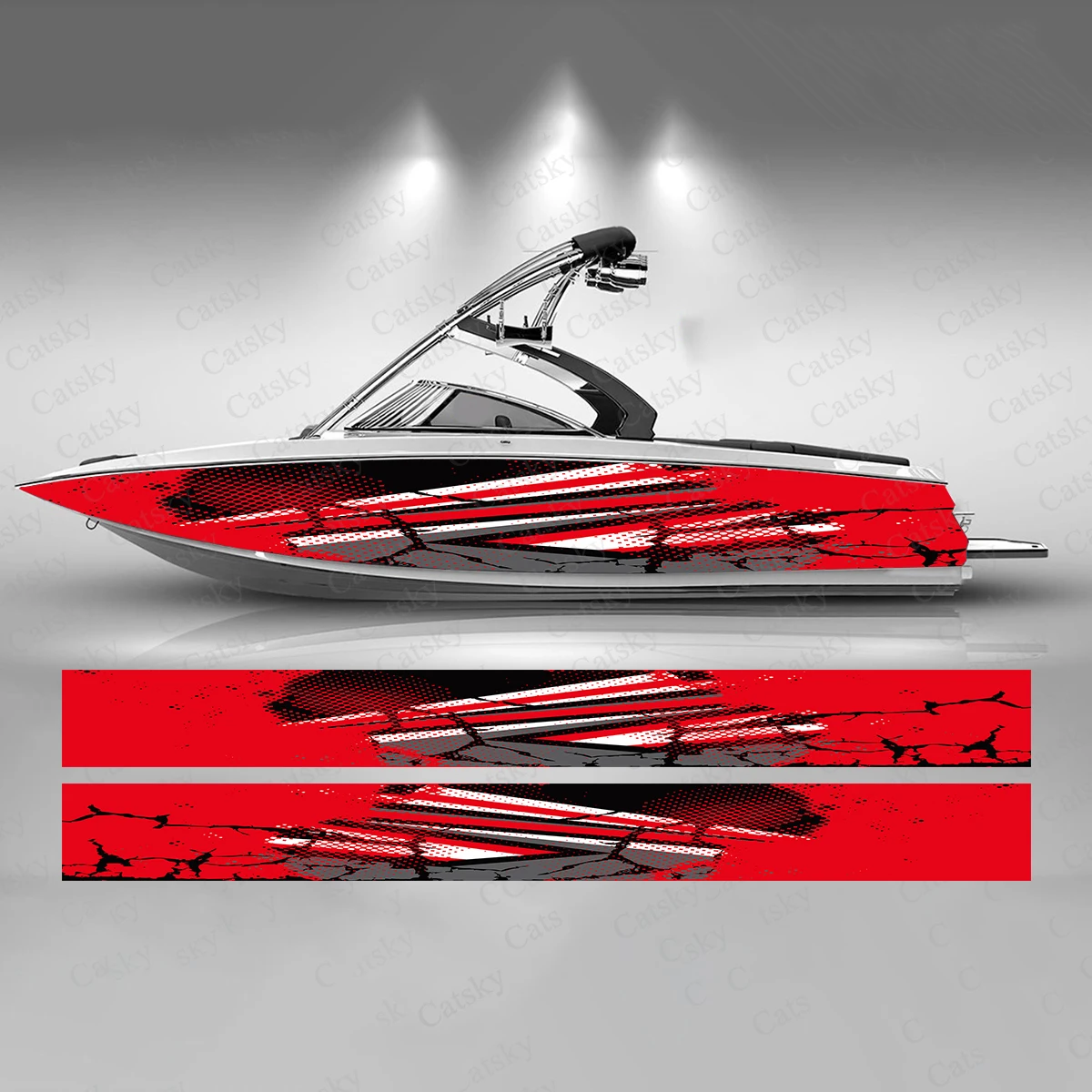 Abstract Crack Design Boat Sticker Fashion Custom Fish Boat-Sticker Vinyl Waterproof Boat Wrap Graphic Boat Wrap Decal