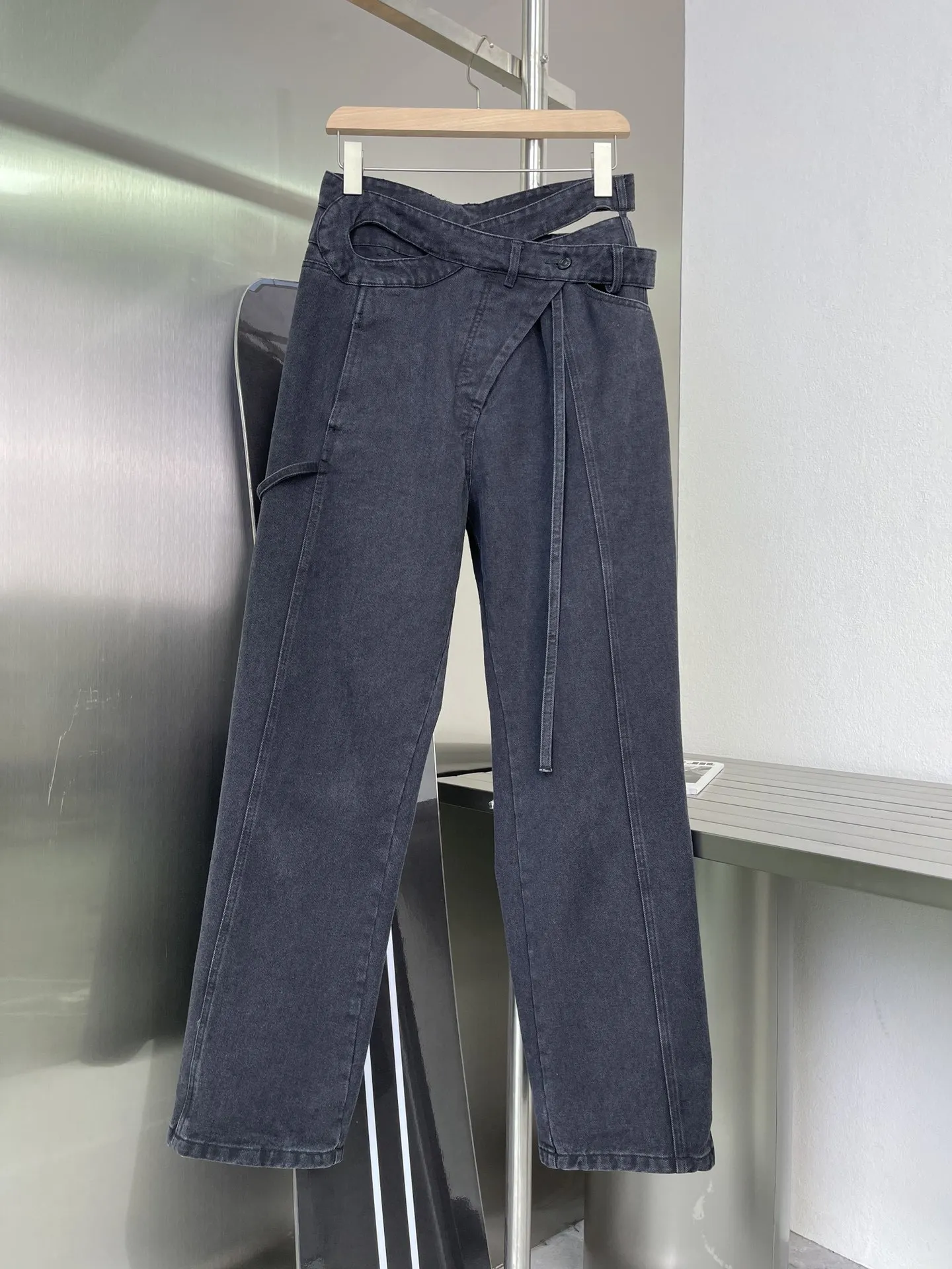 

Summer and 2023 New Spring Women's Clothing Irregular Denim Trousers 0830