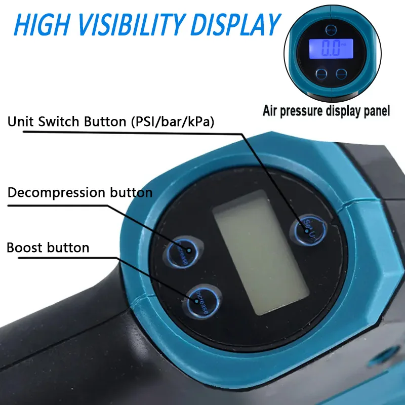 For Makita 18V Battery With Digital Display Electric Air Pump High Pressure Cordless Inflatable Pump Portable Car Pneumatic Tool