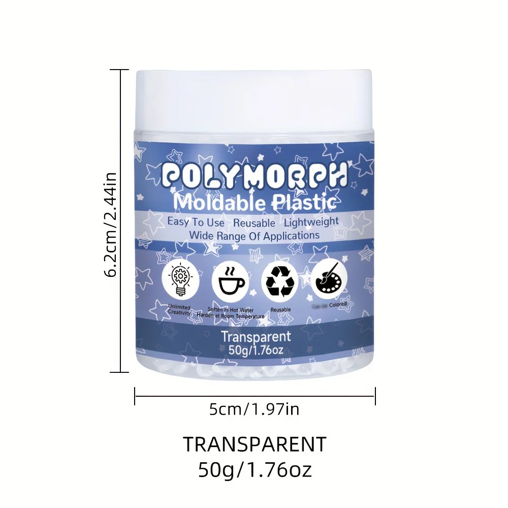 50g/1.76oz, 150g/5.29oz Reusable transparent moldable plastic pellets for DIY & modeling