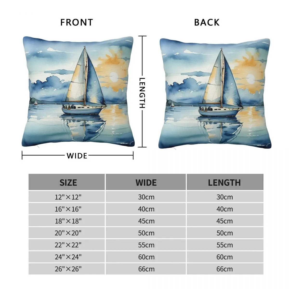 Sailboat On A Tranquil Lake Square Pillowcase Polyester Linen Velvet Printed Zip Decor Home Cushion Cover