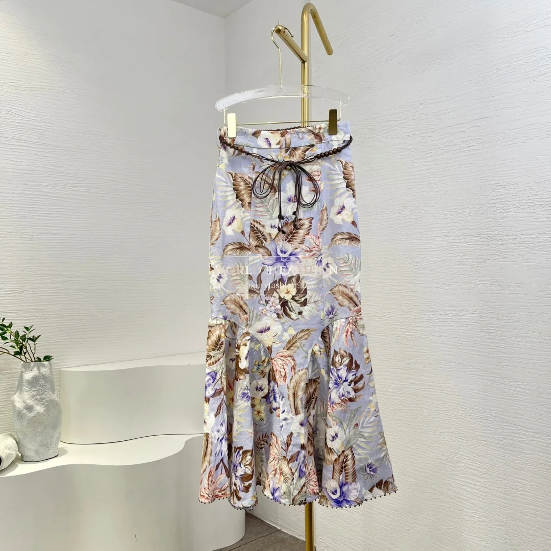 

Женская одежда Сине-фиолетовая фиолетовая юбка-миди с цветочным принтом