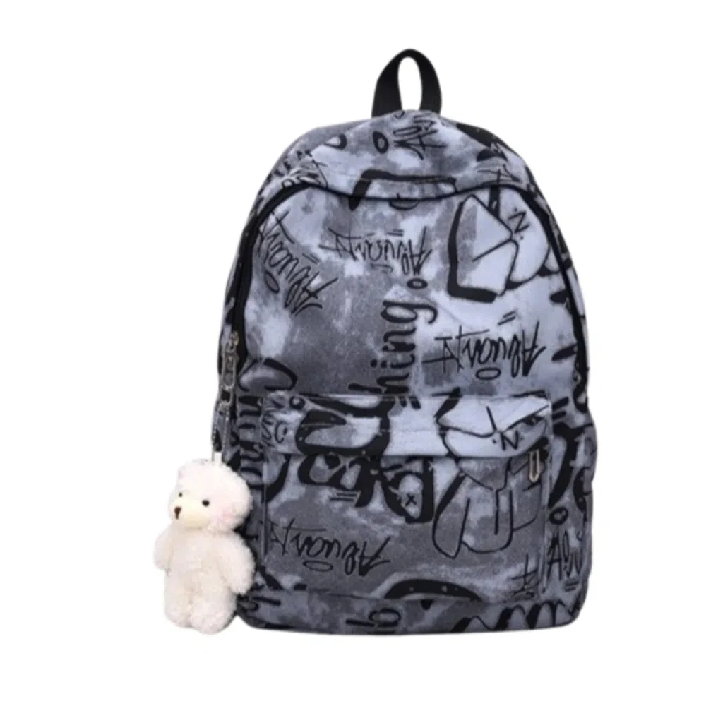 

Большой вместительный школьный рюкзак с граффити для студентов, повседневный модный женский рюкзак, милый школьный рюкзак с подвеской для девочек-подростков