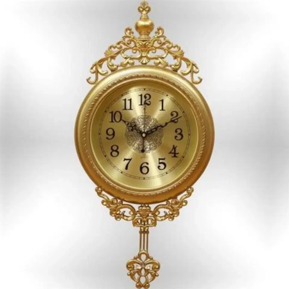 American European style living room clock swing wall watch retro silent sweep second clocks