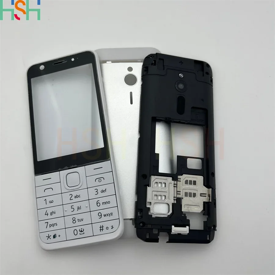 Full Housing Battery Cover Rear Case for Nokia 230 230ds RM-1172 RM-1126 Housing Middle Frame English Keyboard Button