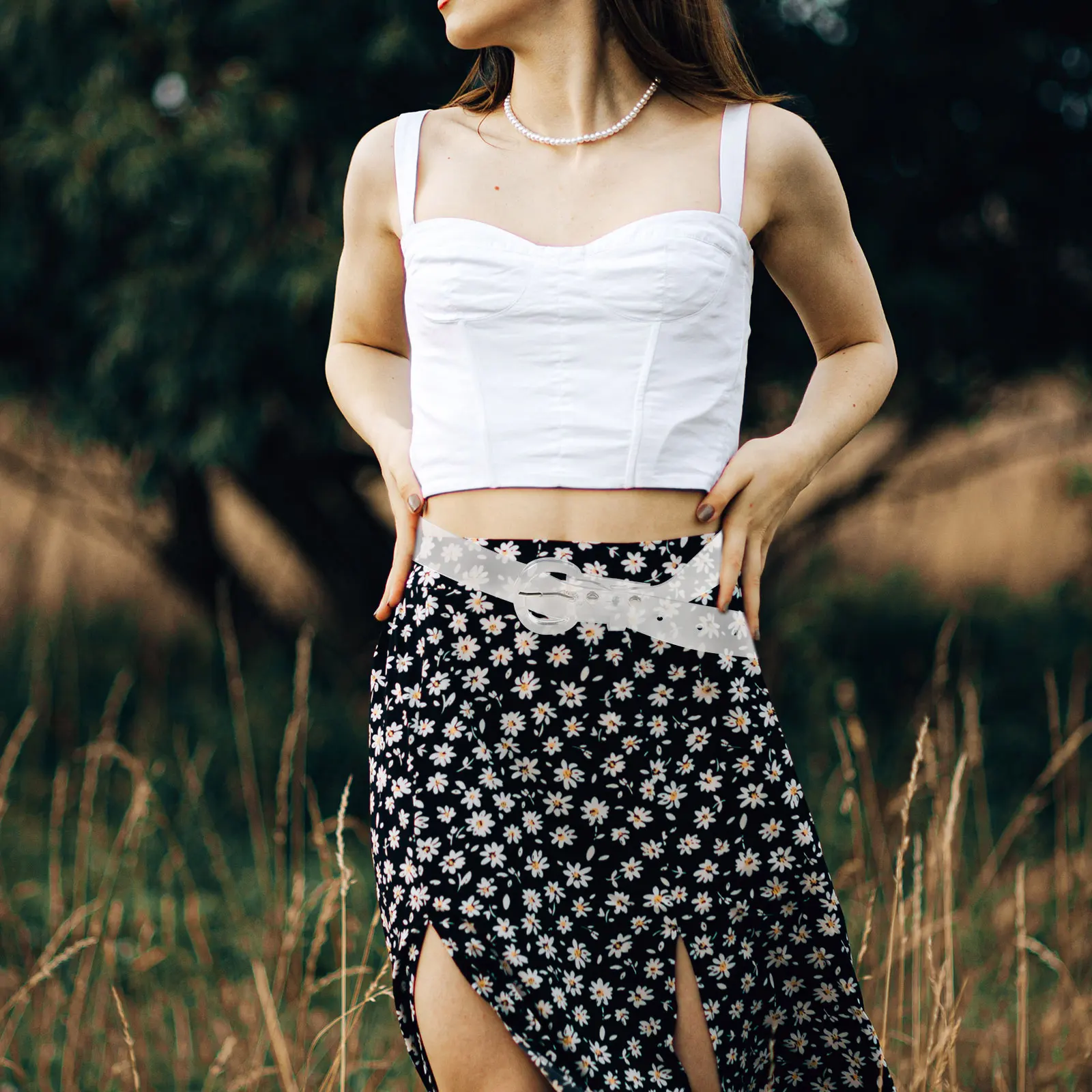 

Transparent Waist Belt Accessories PVC Lightweight Breathable Durable Buckle Surface Matching Jeans Casual