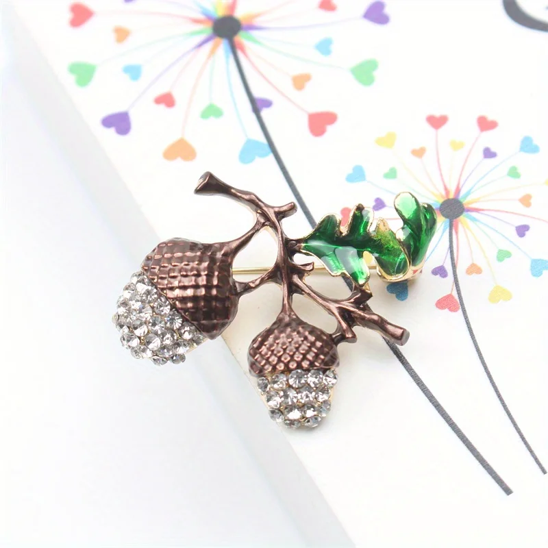 New Rhinestone Brooch Hazelnut Pine Cone Corsage Fashion Accessory Personality Plant Corsage