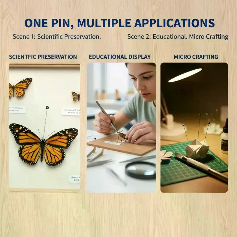 100pcs Stainless Steel Insect Pins Entomology Collection Kit for School Lab Science Class Display Use