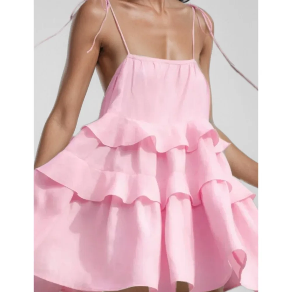 

Sexy V-neck Sleeveless Drawstring Camisole Backless Short Dress Summer New Solid Color Women's Fashionable Camisole Short Dress