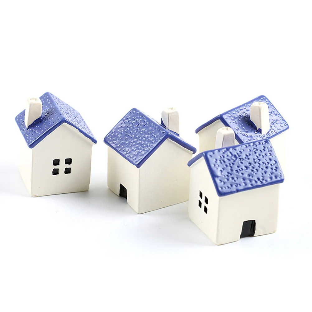 4 قطعة منزل الطحلب Microlandschaft الحلي الملونة القلعة الكنيسة الوردي مدخنة مشهد صغير الديكور لمتجر المنزل