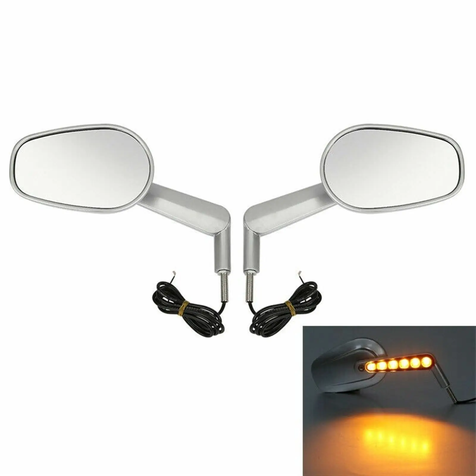 8MM Motorcycle Motor Rear View Side Mirrors LED Turn Signal For Harley 2009 2010 2011 2012 2013 2014-2017 V-ROD VRSCF