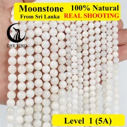 Zhe Ying Natural Sri Lanka Moonstone Beads Smooth Round Healing Power Gemstone Beads For Jewelry Making DIY Beads Bracelets 15