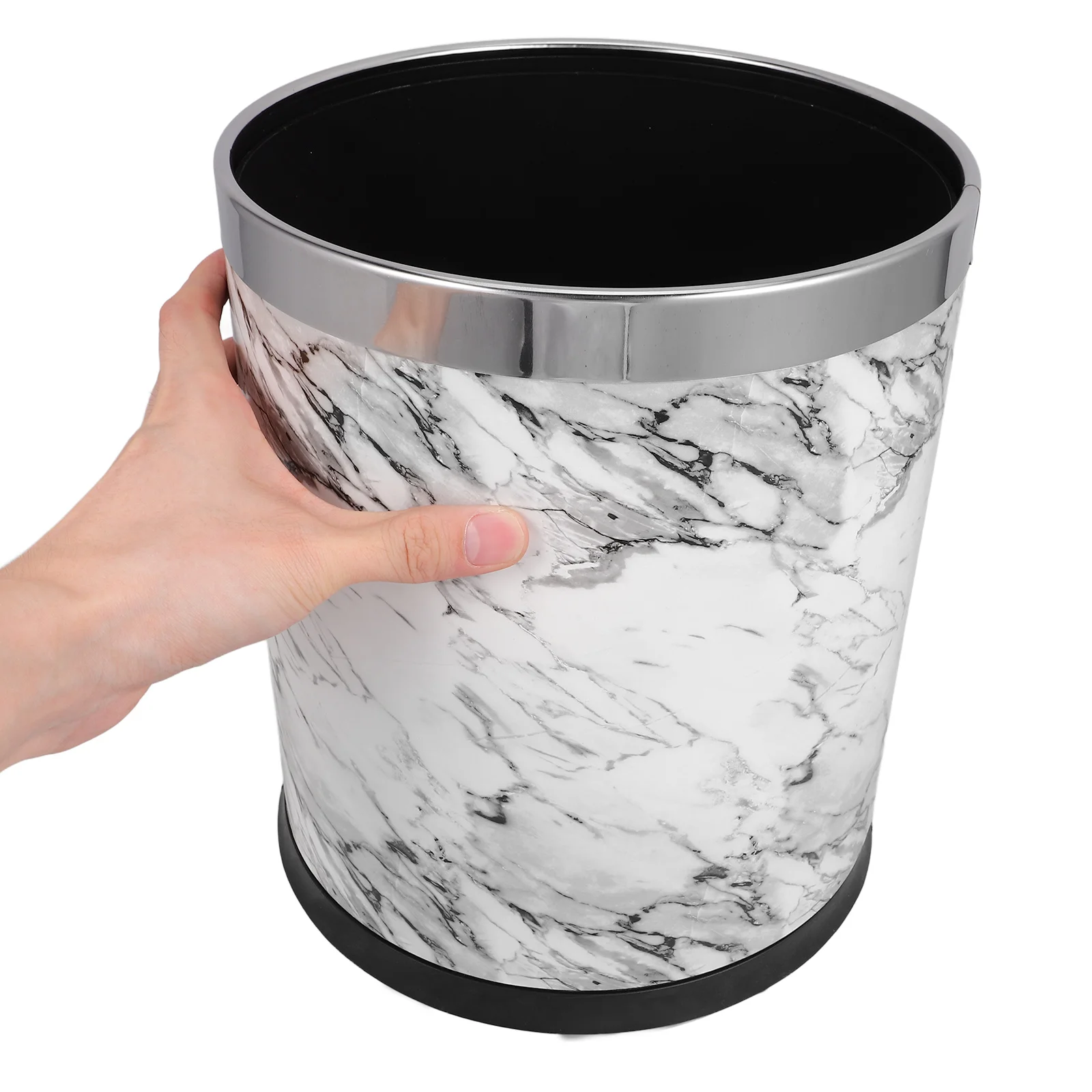 

Round Large Marble Trash Can Lidless Garbage Container for Home Office Bathroom Waste Storage Bin Marble Trash Can