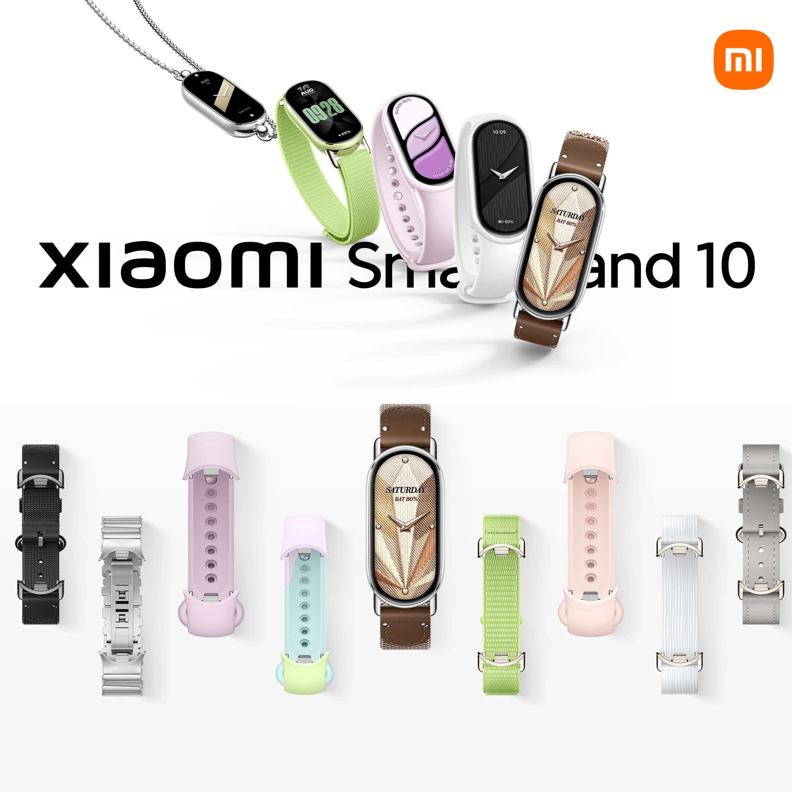 

Официальный оригинальный браслет Xiaomi Mi Band 10, плетеный из кожи 9 NFC и 8 сменных металлических ремешков для часов (просто аксессуары)