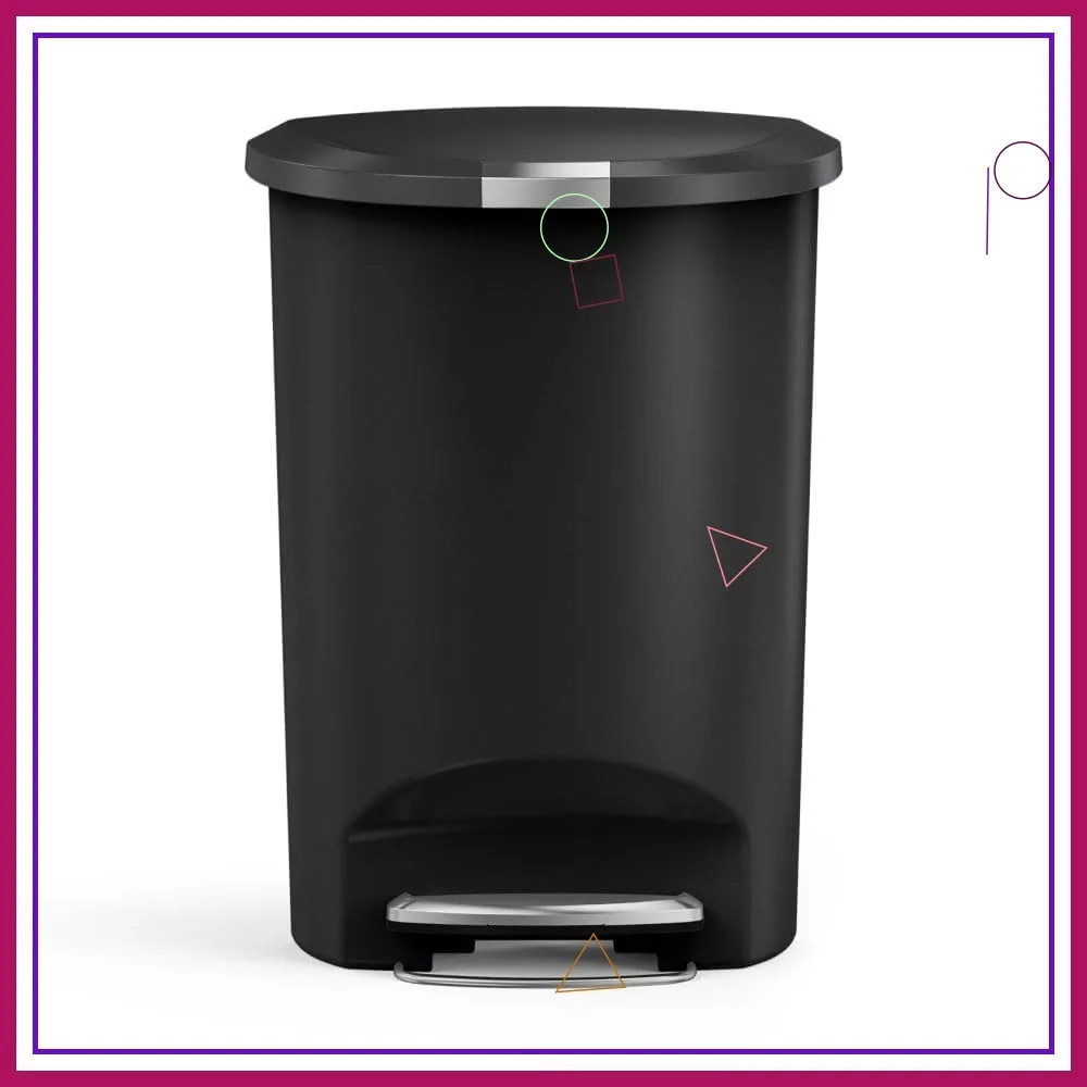 

50 Liter Kitchen Step Trash Can with Secure Slide Lock, Black Semi-Round Design