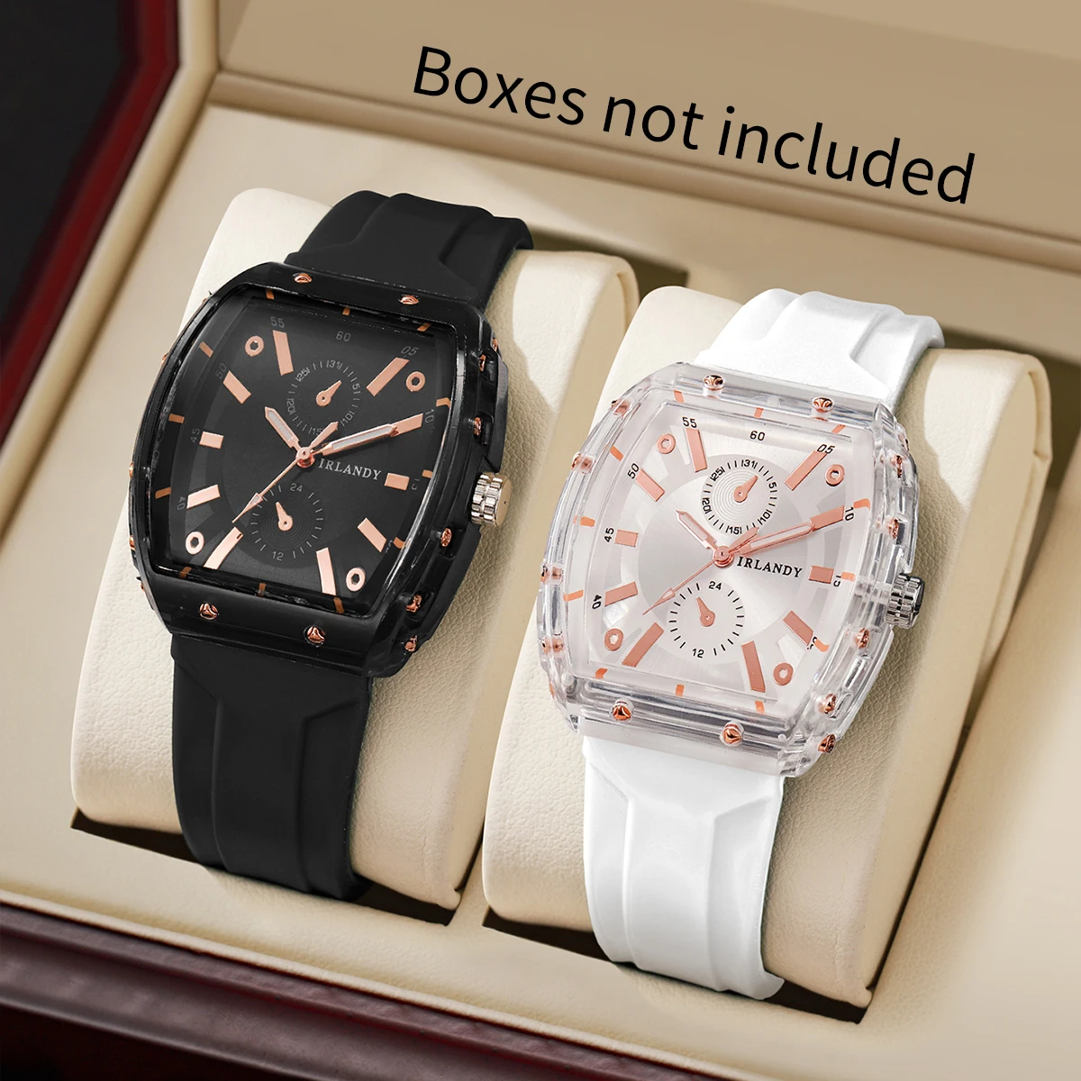 2PCS Fashion Women Watches Casual Silicone Strap Quartz Wristwatches For Ladies Clock Relogio Feminino Reloj MujerWithout Box