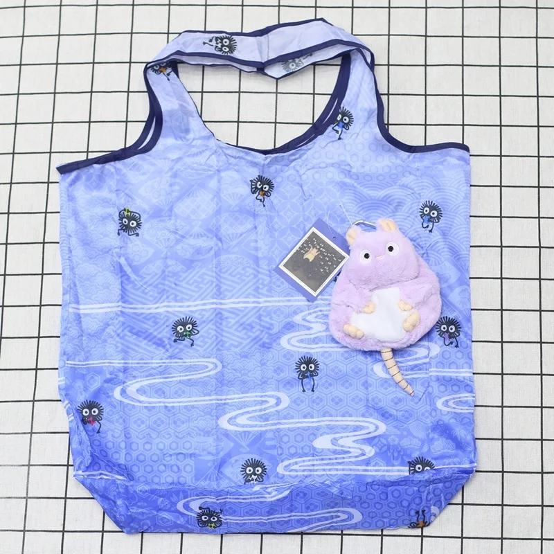

Cute Anime Shopping Bag Foldable Eco Friendly Storage Bag Lightweight Portable Tote for Grocery Shopping Household Organizer