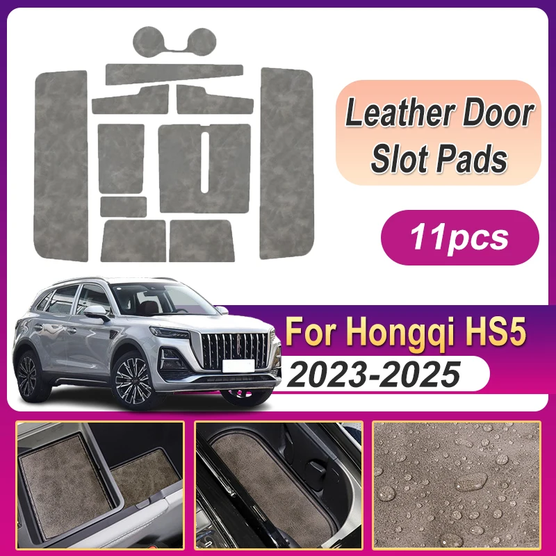 

Leather Anti-Slip Cup Mat For Hongqi HS5 2023 2024 2025 Gate Slot Pad Door Protection Pad Mat Water Proof Interior Accessories