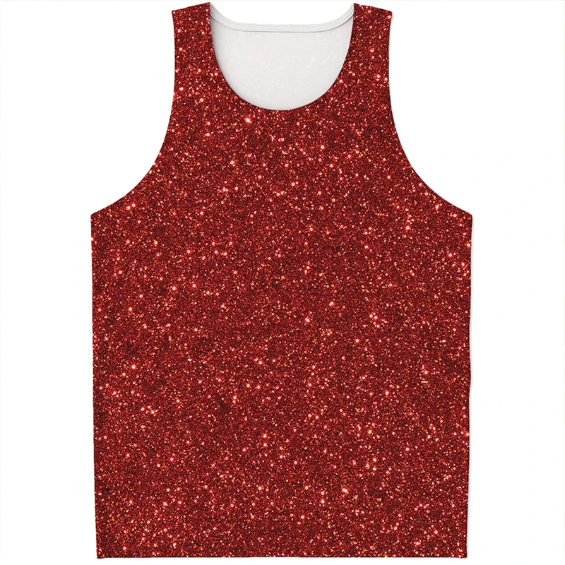 Fashion Glitter(Not Real) Graphic Tank Top Trend Summer 3D Printed Sleeveless T Shirt Casual Streetwear Simple Loose Mens Vest