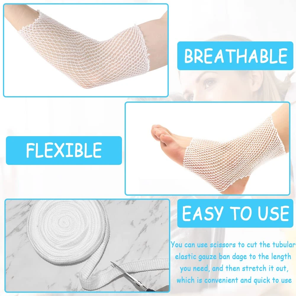 1 Roll Net Tubular Bandage Elastic Mesh Wound Dressing Tubing Gauze Breathable Bandage Fix Tube Bandages for Wrist Forearm Elbow
