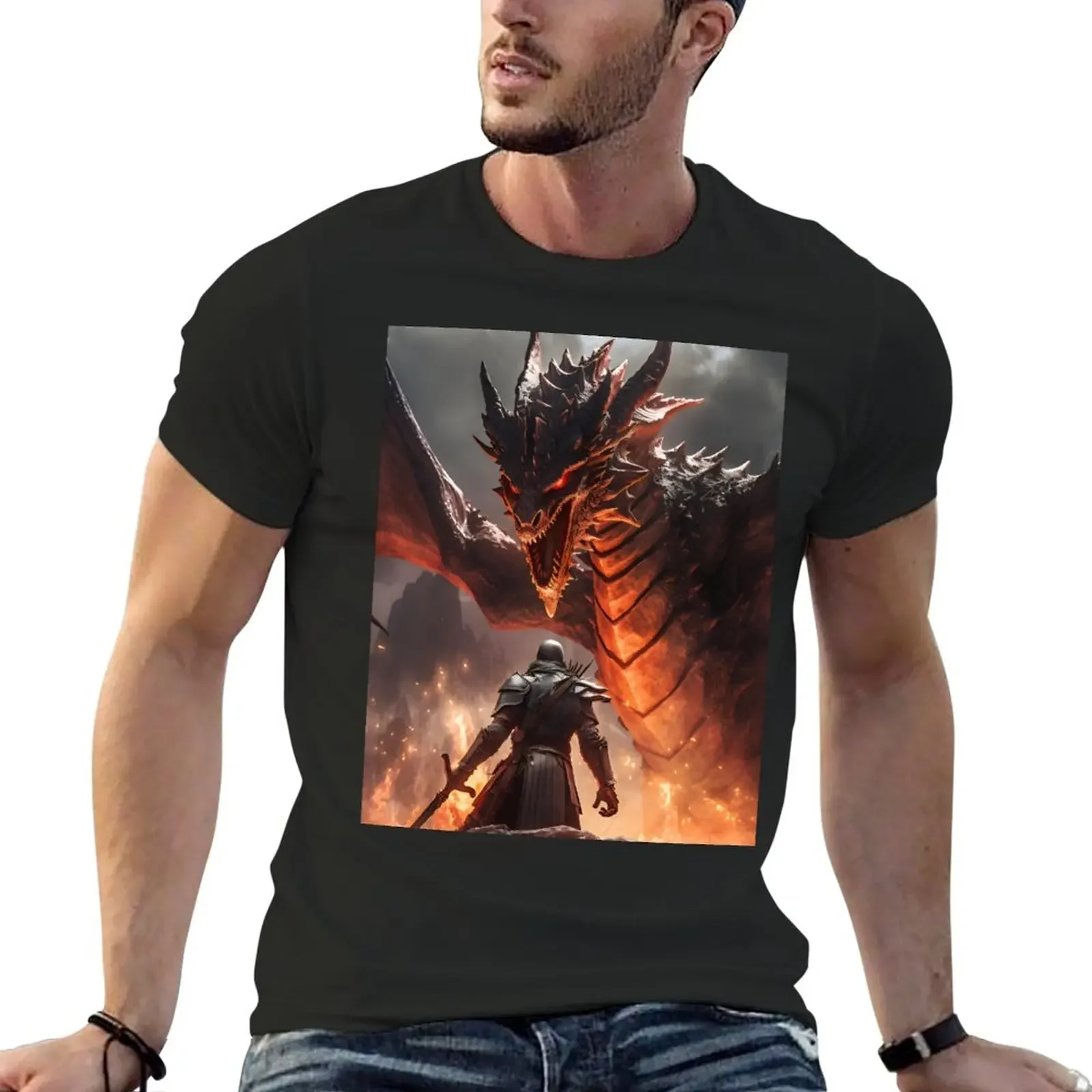 New The Epic of Valor: Immortal Duel between Knight and Dragon T-Shirt oversized custom shirt anime figures mens t shirts pack