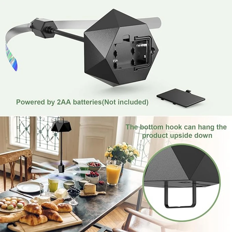 Voar ventilador repelente com lâminas macias, ventilador de mosca portátil para mesas, moscas seguras longe, piquenique, churrasco, etc, durável