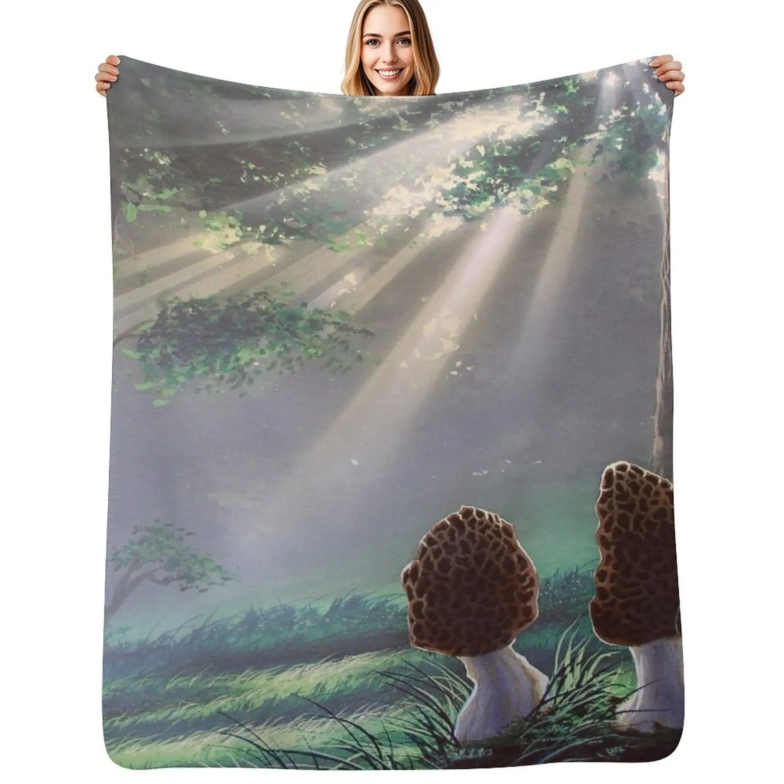 

Woodfish (Morel Mushroom) Throw Blanket Cozy Throw Blanket for Bed Sofa Chair