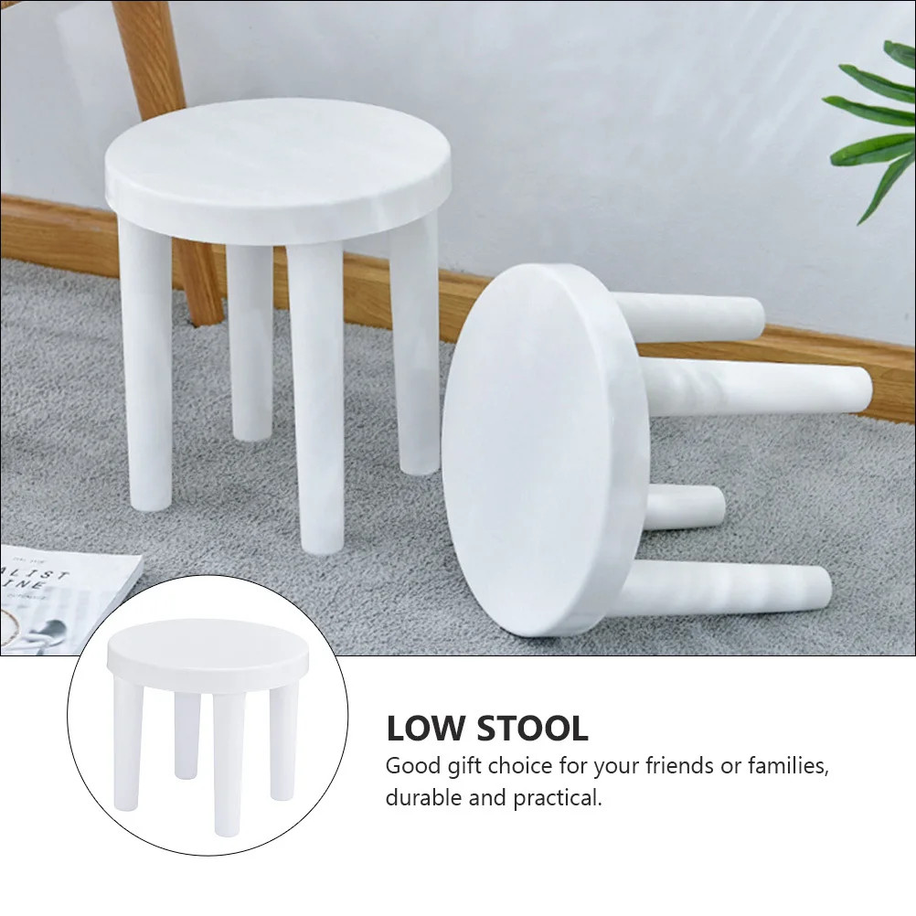 1pc Plastic Low For Anti-Slip Round Stool Bathroom Home Portable Sturdy Lightweight Step Stool Rv White