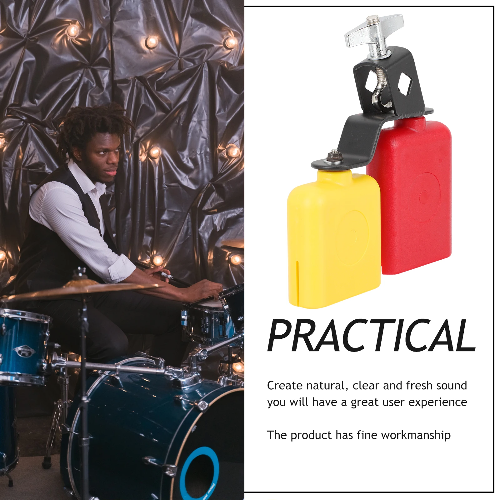 

Cowbell Drum Block Percussion Instrument Accessories Childrens Musical Instruments for Kids