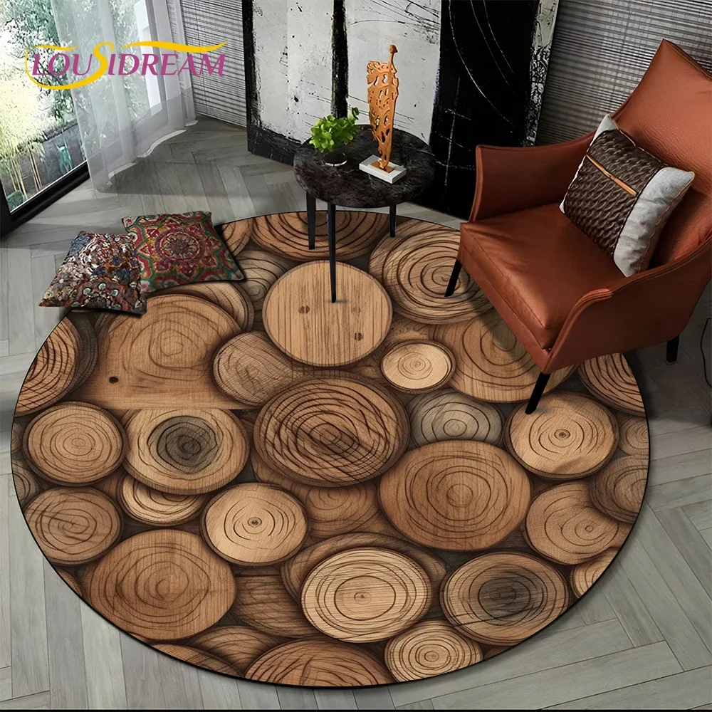 Latest 3D Color Wood Grain Lines Round Area Rug,Carpet Rug for Living Room Bedroom Sofa Child Playroom Decor,pet Non-slip Gift