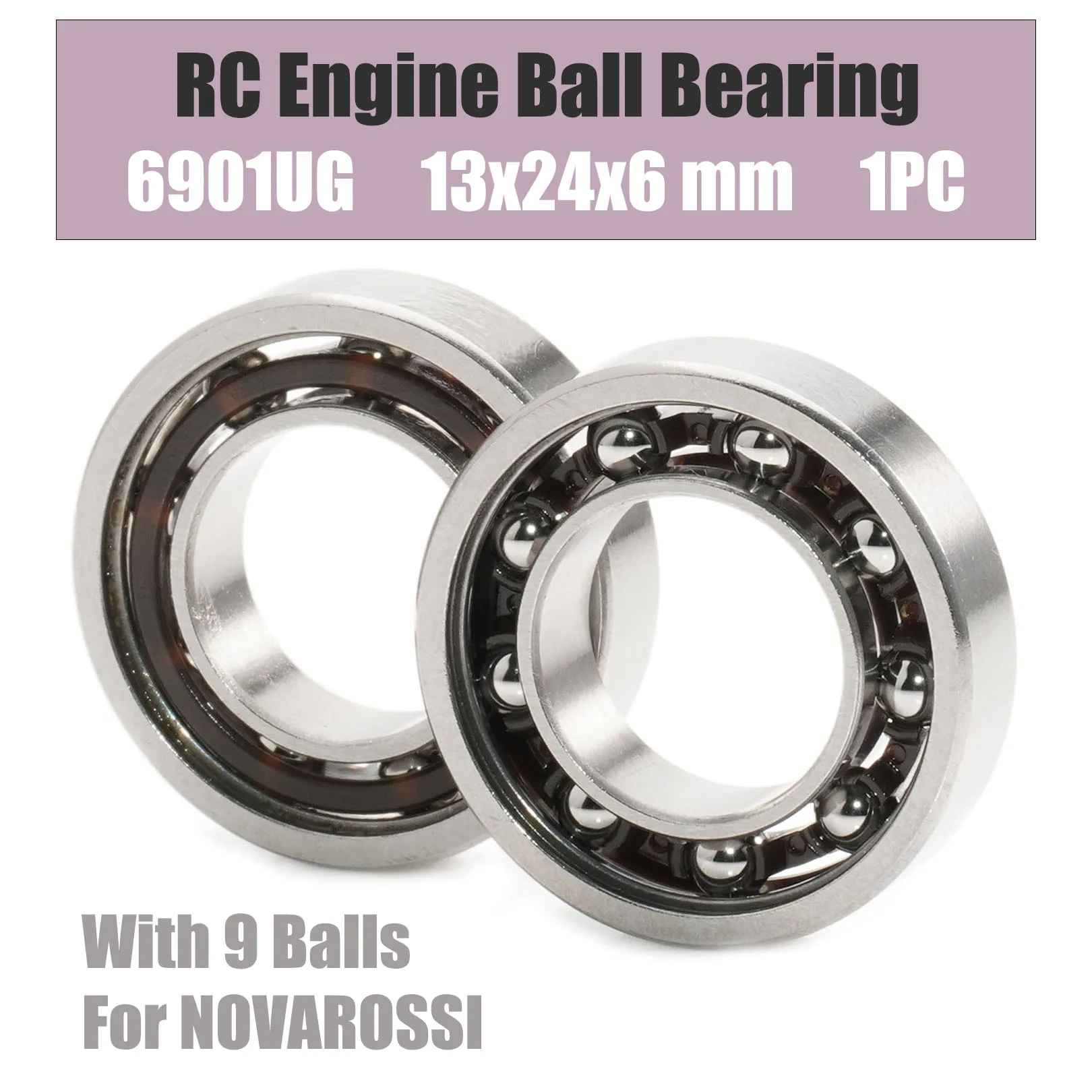 6901UG RC Engine Bearing 13x24x6 mm ABEC-3 ( 1 PC ) 6901 UG ID 13mm With 9 Balls Glow Plug Model R/C Engines Ball Bearings